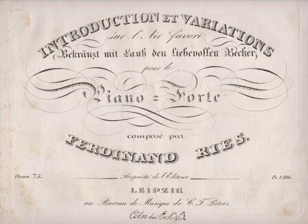 RIES, FERDINAND: Introduction et Variations Oeuv. 75
