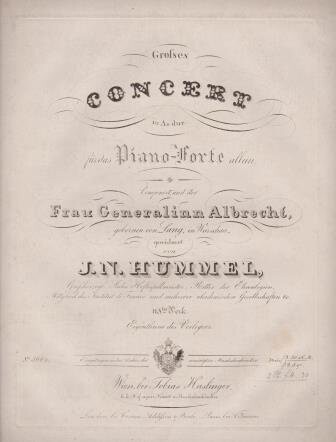 ​HUMMEL, JOHANN NEPOMUK: Grosses Concert in As-Dur. Wien [1830]. Erstausgabe der Bearbeitung für Klavier zu zwei Händen