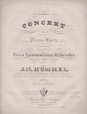 ​HUMMEL, JOHANN NEPOMUK: Grosses Concert in As-Dur. Wien [1830]. Erstausgabe der Bearbeitung für Klavier zu zwei Händen