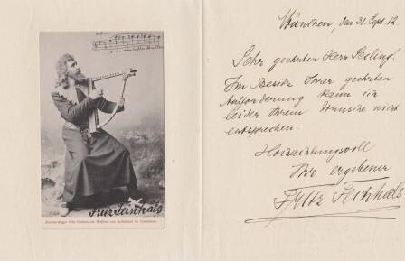 ​FEINHALS, FRITZ (1869-1940): Eigenhändiger Brief