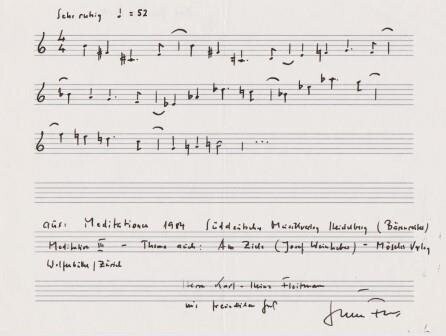 ​FORK, GÜNTER (1930-1998): Eigenhändiges musikalisches Albumblatt