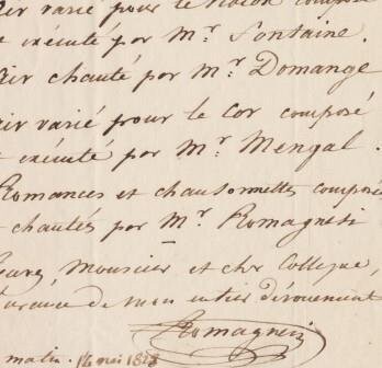 ROMAGNESI, [ANTOINE JOSEPH MICHAEL] (1781-1850): Eigenhändiger Brief mit Unterschrift