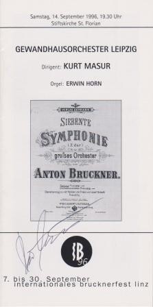 MASUR, KURT (1927-2015): Signiertes Konzertprogramm MASUR, KURT (1927-2015): Signiertes Konzertprogramm