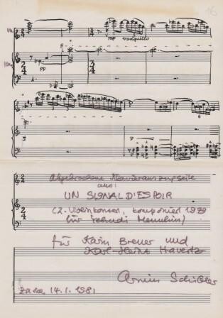 ​SCHIBLER, ARMIN (1920-1986): Eigenhändiges Musikmanuskript