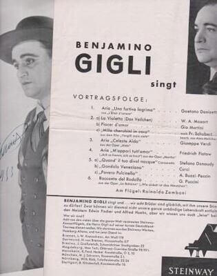 GIGLI, BENIAMINO (1890-1957): Signiertes Rollenbild