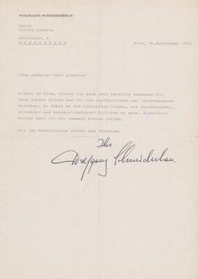 ​SCHNEIDERHAN, WOLFGANG (1915-2002): Maschinengeschriebener Brief mit eigenhändiger Unterschrift