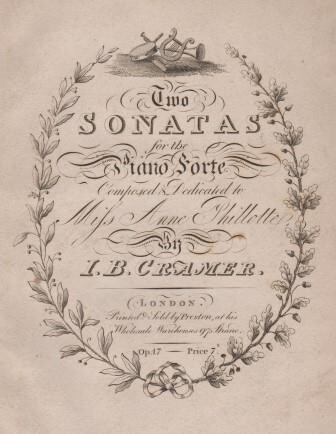 ​CRAMER, JOHANN BAPTIST: Two Sonatas for the Piano Forte. London [ca. 1810]