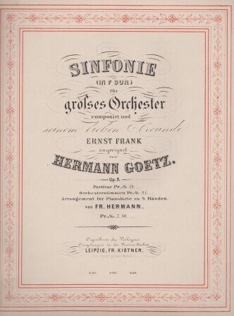 GOETZ, HERMANN: Sinfonie (in F Dur)