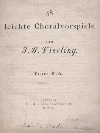 ​VIERLING, J.G.: 48 leichte Choralvorspiele