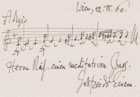 ​EINEM, GOTTFRIED VON (1918-1996): Eigenhändiges musikalisches Albumblatt - "Meditationen"