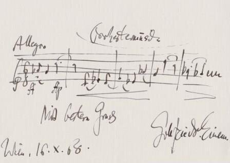 ​EINEM, GOTTFRIED VON (1918-1996): Eigenhändiges musikalisches Albumblatt