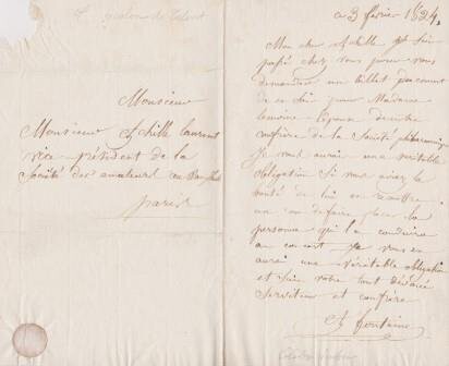 ​FONTAINE, A[NTOINE-NICOLAS-MARIE] (1787-1866): Eigenhändiger Brief