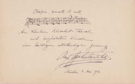 ​GABRILOWITSCH, OSSIP (1878-1936): Eigenhändiges musikalisches Albumblatt