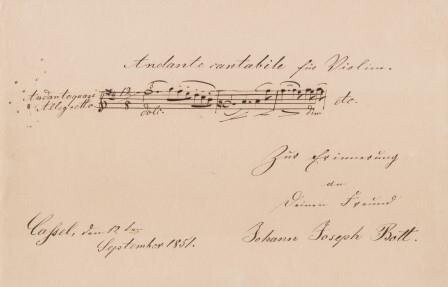 BOTT, JOHANN (JEAN) JOSEPH (1826-1895): Eigenhändiges musikalisches Albumblatt