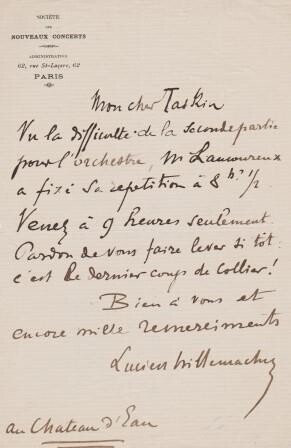 ​HILLEMACHER, LUCIEN (1860-1909): Eigenhändiger Brief