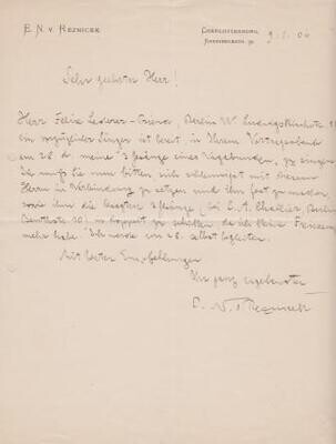 ​REZNICEK, EMIL NIKOLAUS VON (1869-1945): Zwei eigenhändige Briefe