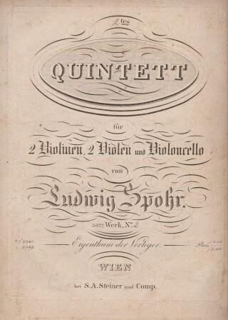 ​SPOHR, LOUIS: 2 tes Quintett für 2 Violinen, 2 Violen und Violoncello von Ludwig Spohr. Op. 33/II