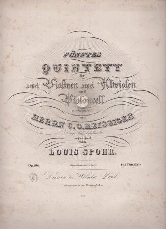 SPOHR, LOUIS: Fünftes Quintett. Op. 106