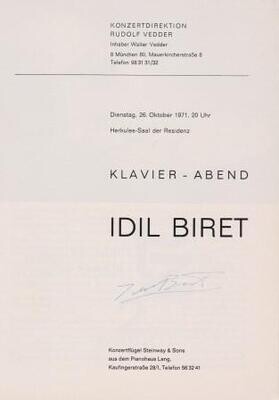 BIRET, IDIL (geb. 1941): Signiertes Konzertprogramm