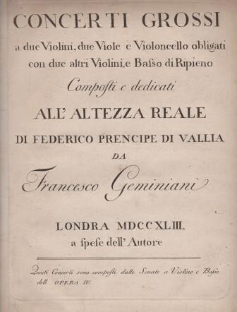 ​GEMINIANI, FRANCESCO: Concerti Grossi Op. 4 (Arr.)