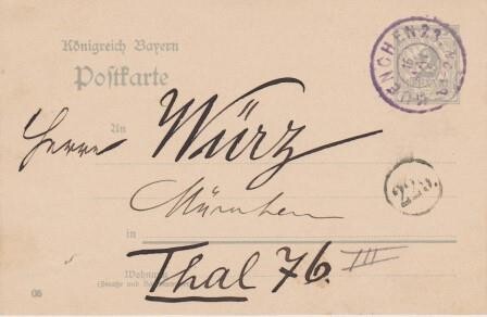 ​REGER, MAX (1873-1916): Eigenhändige Postkarte. München 16.5.1905. An seinen Privatschüler Richard Würz
