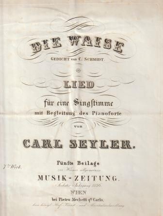 ​SEYLER, CARL (KARL/KÁROLY): Die Waise