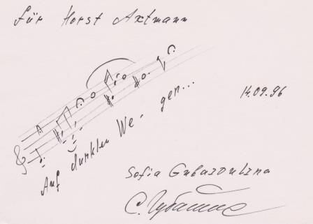 GUBAIDULINA, SOFIA ASGATOWNA (1931-2025): Eigenhändiges musikalisches Albumblatt