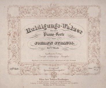 ​STRAUSS, JOHANN (VATER): Huldigungs-Walzer für das Piano-Forte. 80tes Werk.