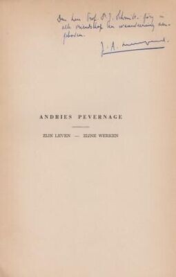 ​STELLFELD, J[EAN] A[UGUSTE]: Andries Pevernage. Zijn leven - zijne Werken - Mit eigenhändiger Widmung des Verfassers