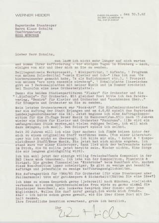 ​HEIDER, WERNER (geb. 1930): Maschinengeschriebener Brief mit eigenhändiger Unterschrift