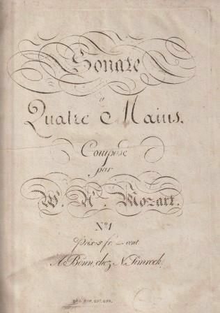 ​MOZART, WOLFGANG AMADEUS: [KV 381/123a und KV 521] Sonate à Quatre Mains [1803]