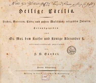 ​SANDER, J[OHANN] D[ANIEL]: Die Heilige Cäcilia. Berlin [1818/1819]