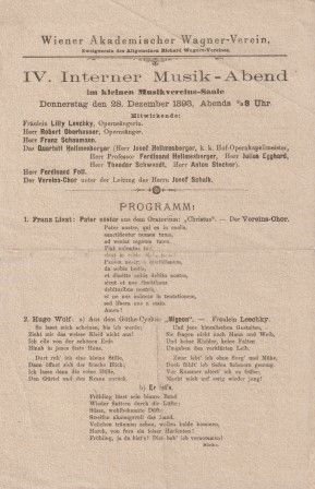 ​PROGRAMMBLATT - WIEN - 28. Dezember 1893