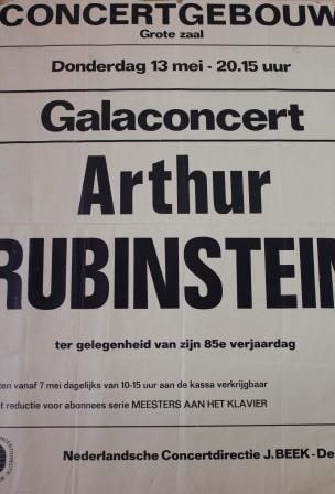 ​RUBINSTEIN, ARTHUR - Original-Plakat / Konzertplakat