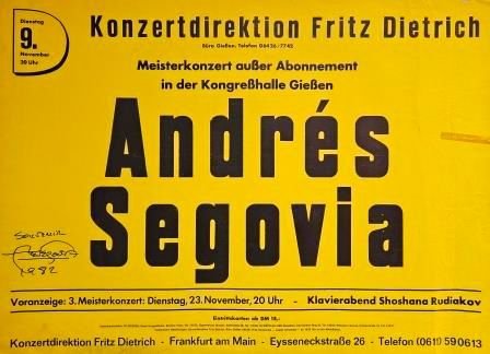 ​SEGOVIA, ANDRES - Original-Plakat / Konzertplakat