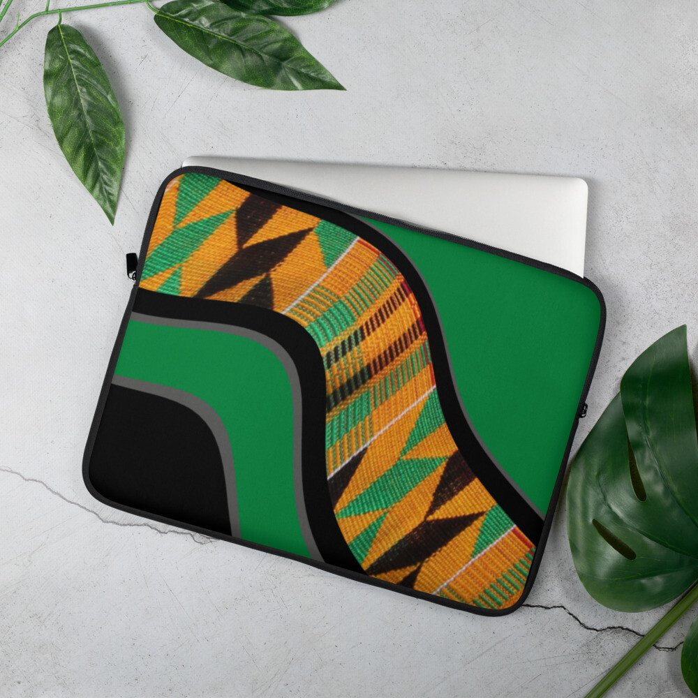 G4P Laptop Sleeve in Black with African Printed Fabric design 