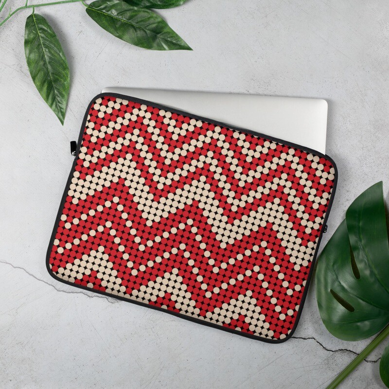 G4P Laptop Sleeve with Red &amp; White Afro Pattern Print Design