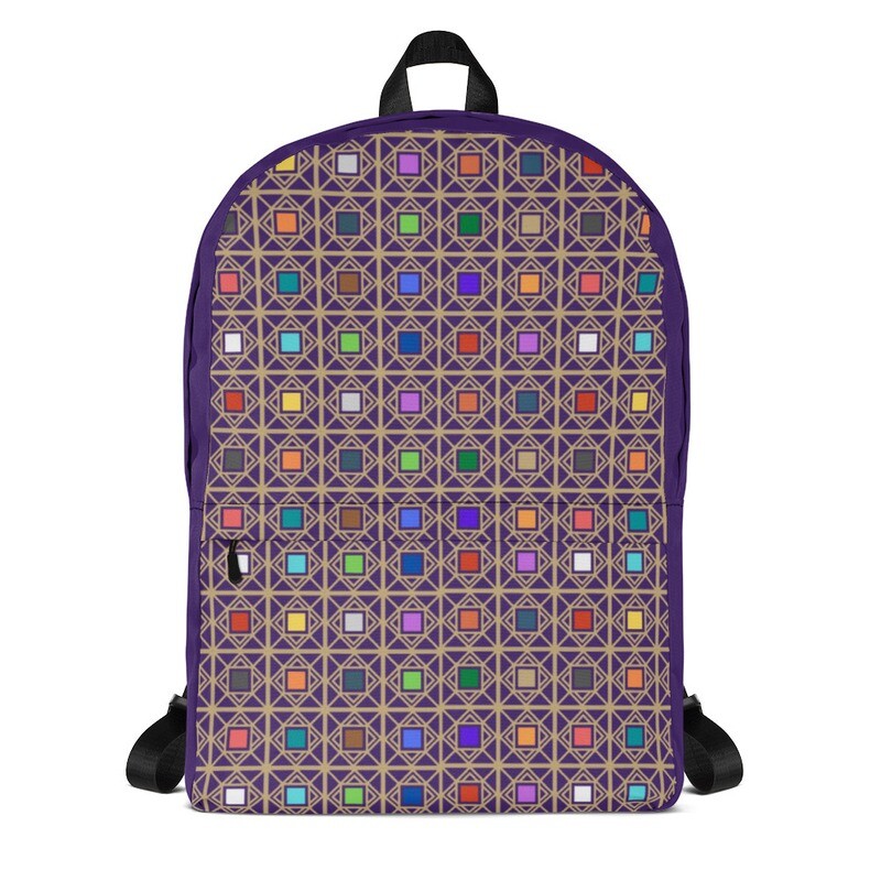 G4P Backpack Design in Purple with Multicolour checkered Pattern Print 