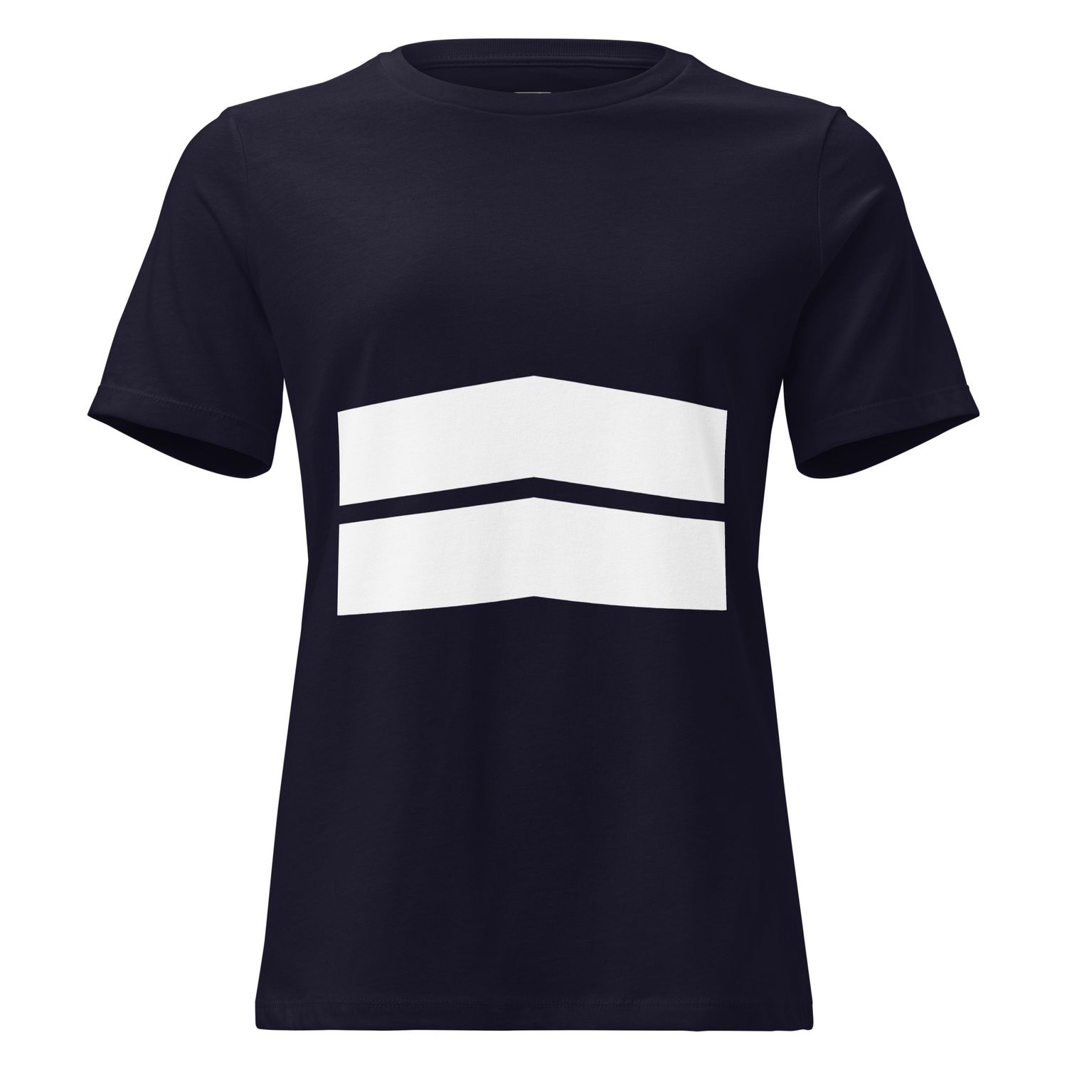 Women's Relaxed T-Shirt in Navy Blue with White Chevron Pattern