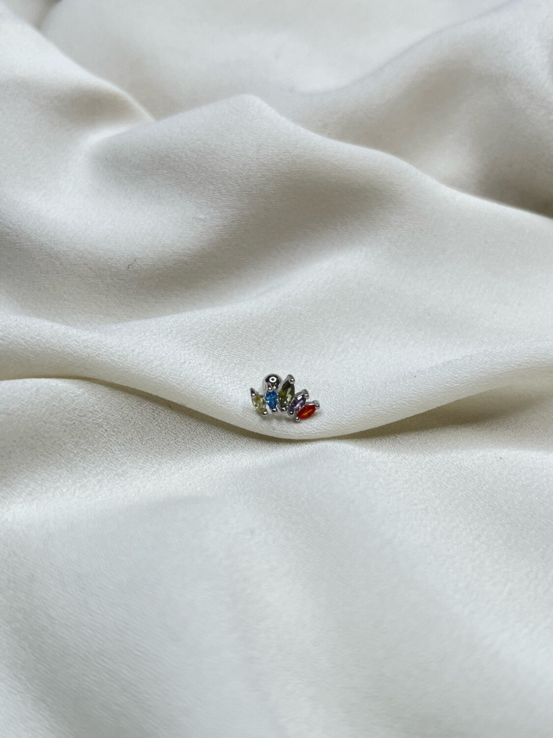 Piercing coroncina multicolor silver