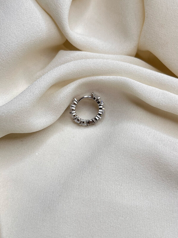 Hoop bling bling white silver