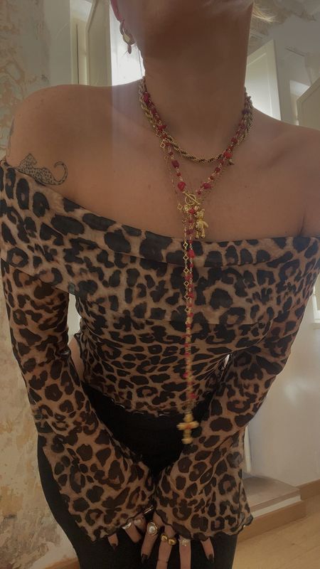 Collana red beaded
