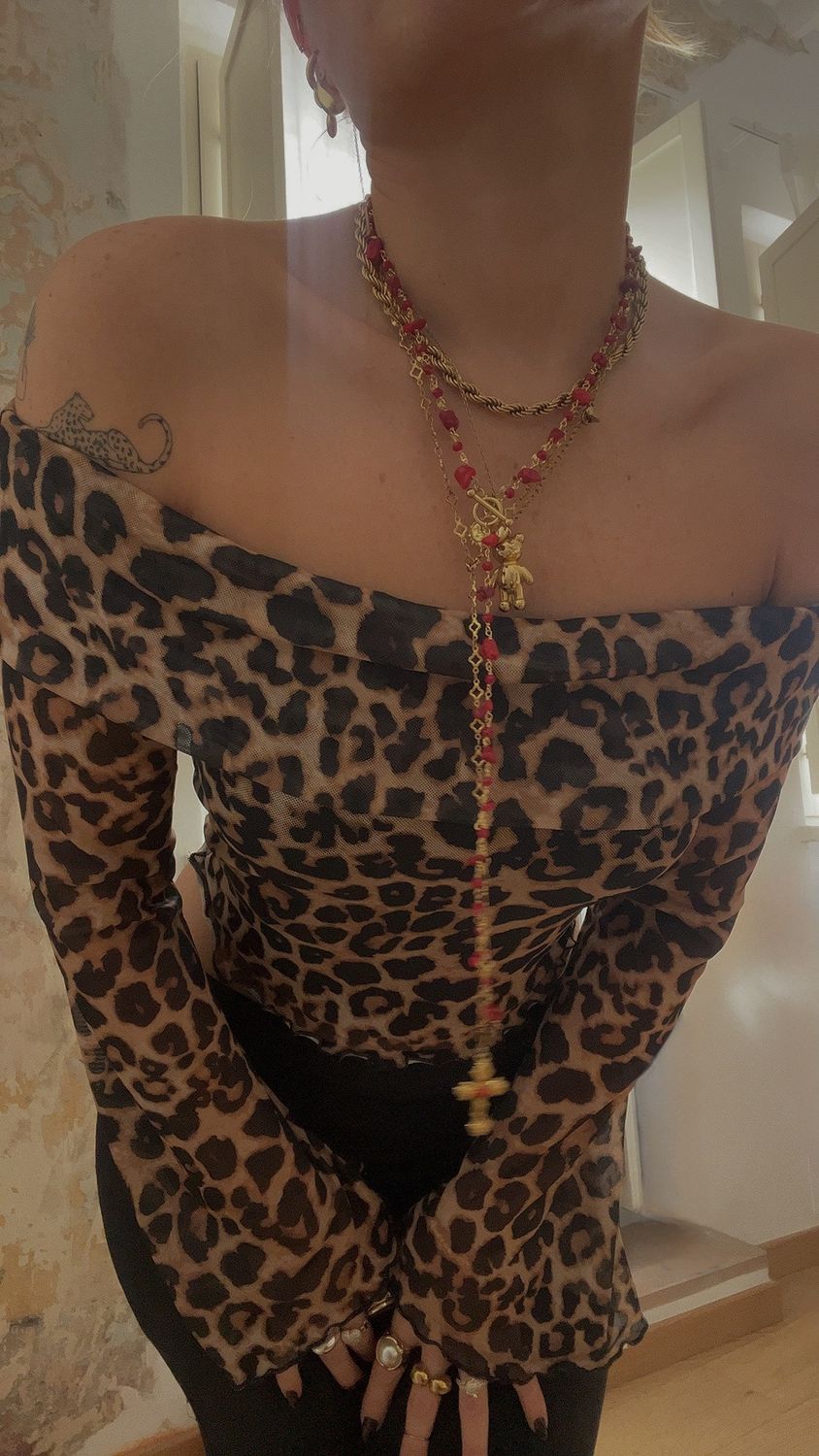 Collana red beaded