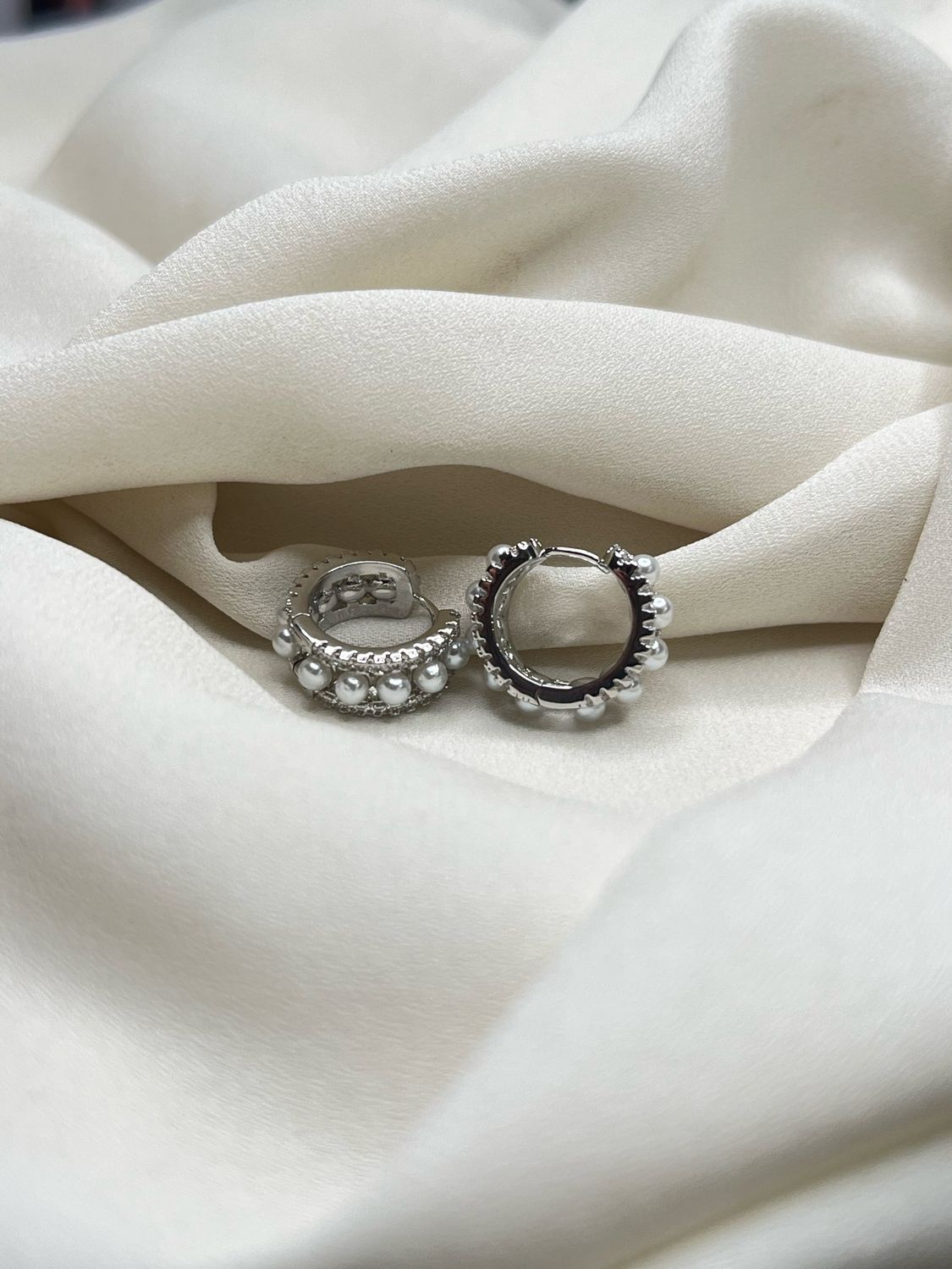 Hoop demure perle silver