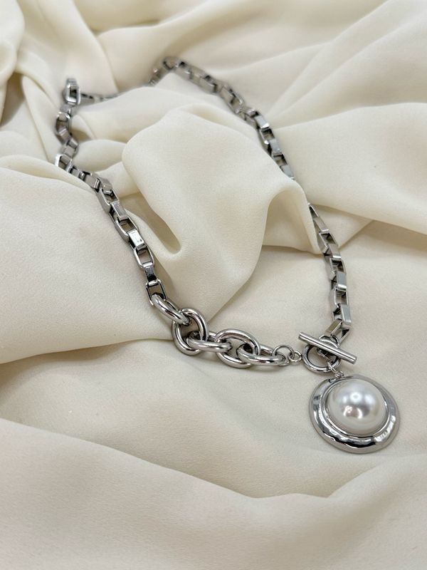 Girocollo chubby pearl silver