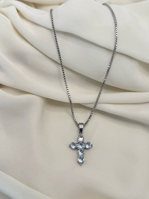 Collana shine cross silver