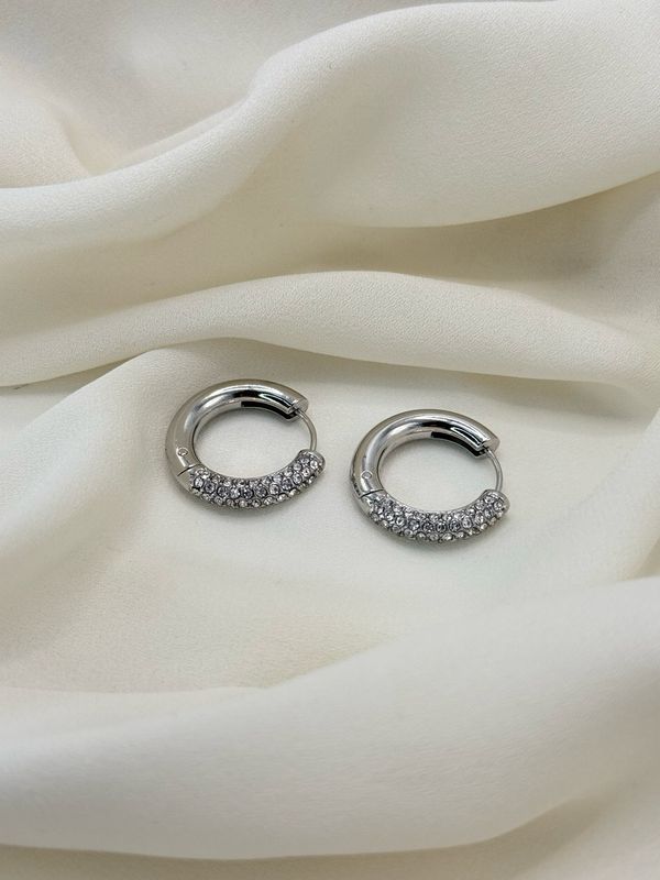 Orecchini double pavé L silver