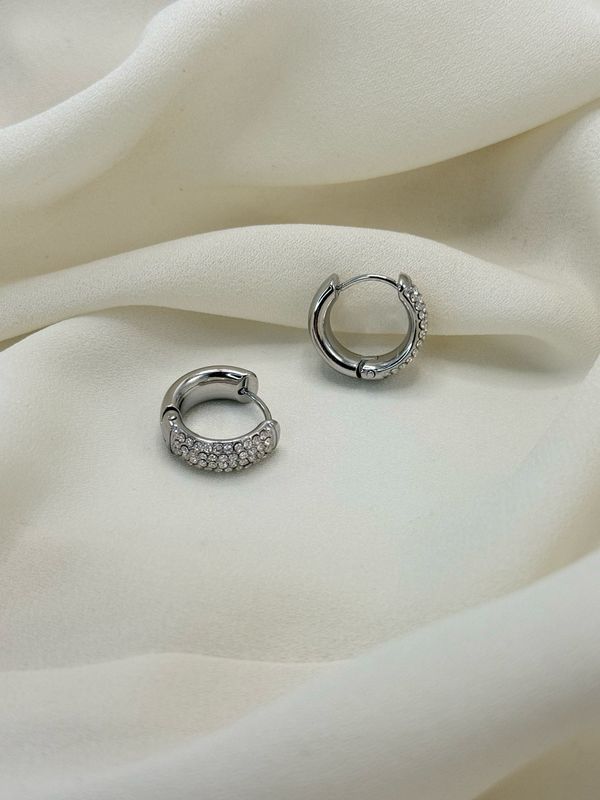 Orecchini double pavè M silver