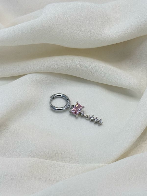 Hoop pendol pink silver
