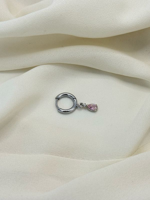 Hoop pink drop silver